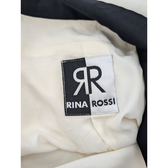 Rina Rossi Vintage White Black Button Tailored Crop Blazer Jacket Size S/M - Picture 3 of 8